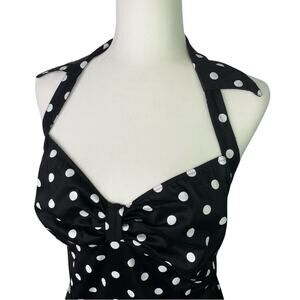 Black and White Polka Dot Dress 2X Pin Up 1950 Style Deadly Dames